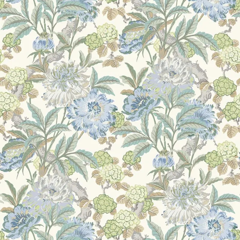 G P & J Baker Wallpaper BW45095.4 Summer Peony Aqua