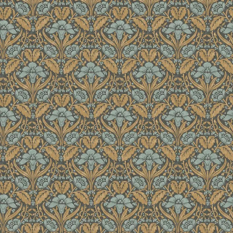 G P & J Baker Wallpaper BW45101.6 Iris Meadow Aqua/Ochre