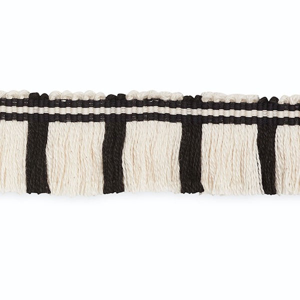 Schumacher Fabric Trim CF3021-6 Gordon Cut Fringe Ivory Ebony