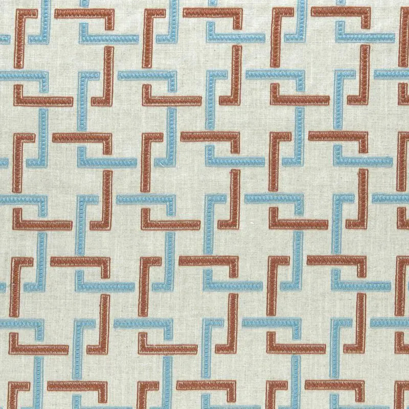 Clarke and Clarke Fabric F0960-2 Sekai Cinnabar/Aqua