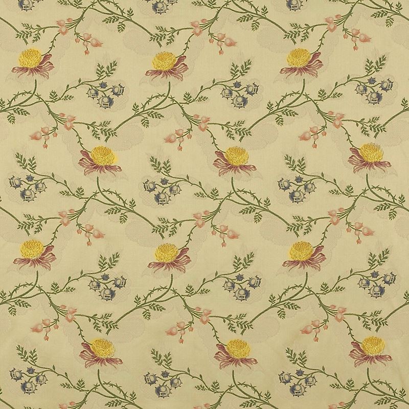 Scalamandre Fabric F1 00014428 Pompadour Multi On Beige