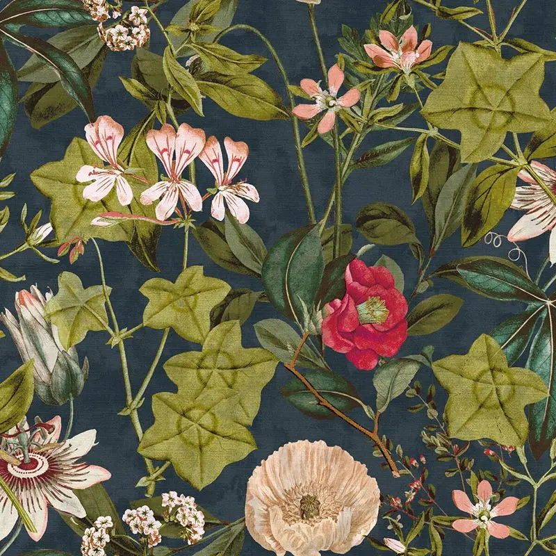 Clarke and Clarke Fabric F1304-3 Passiflora Midnight/Spice