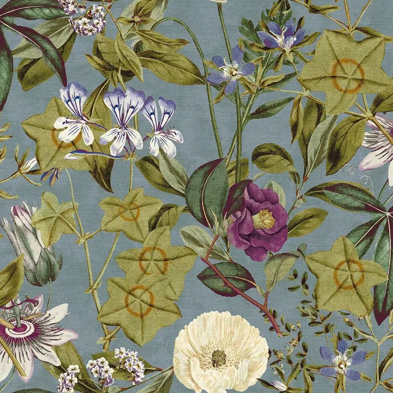 Clarke and Clarke Fabric F1304-5 Passiflora Slate/Amethyst