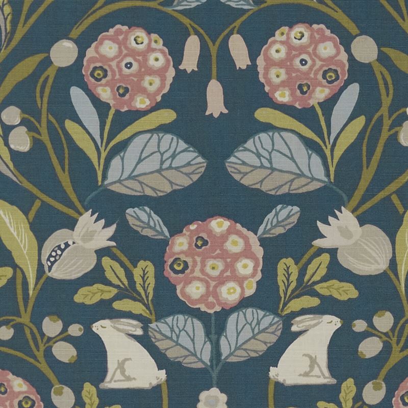 Clarke and Clarke Fabric F1314-6 Forester Teal/Blush
