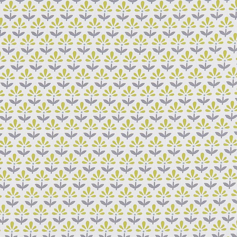 Clarke and Clarke Fabric F1373-3 Fleur Chartreuse/Charcoal