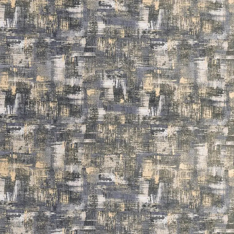 Clarke and Clarke Fabric F1472-1 Tessellati Charcoal/Gold