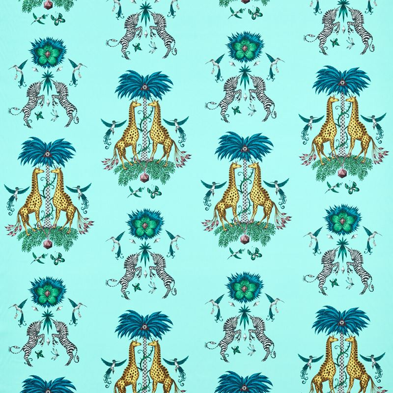 Clarke and Clarke Fabric F1483-1 Creatura Satin Turquoise