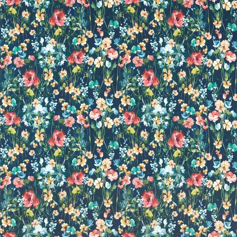 Clarke and Clarke Fabric F1575-2 Wild Meadow Midnight Velvet