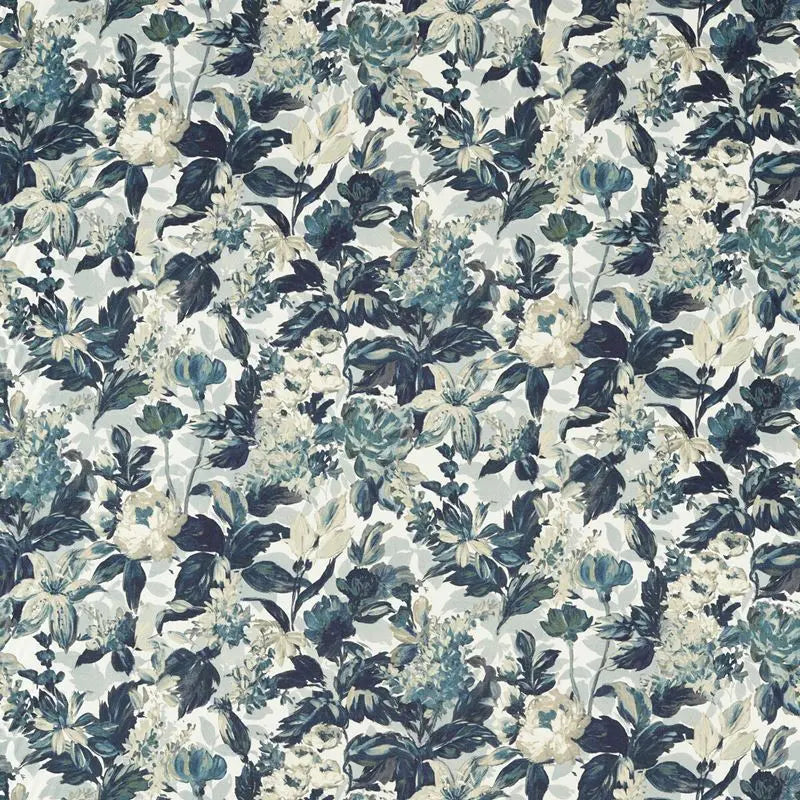 Clarke and Clarke Fabric F1655-1 Lilum Denim Ivory