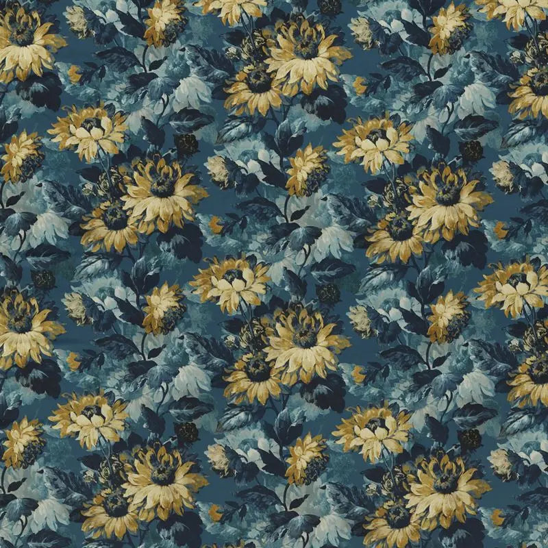 Clarke and Clarke Fabric F1661-1 Sunforest Denim Velvet