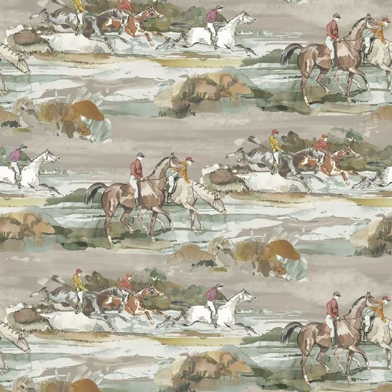 Mulberry Wallpaper FG097.A46 Morning Gallop Grey/Sand