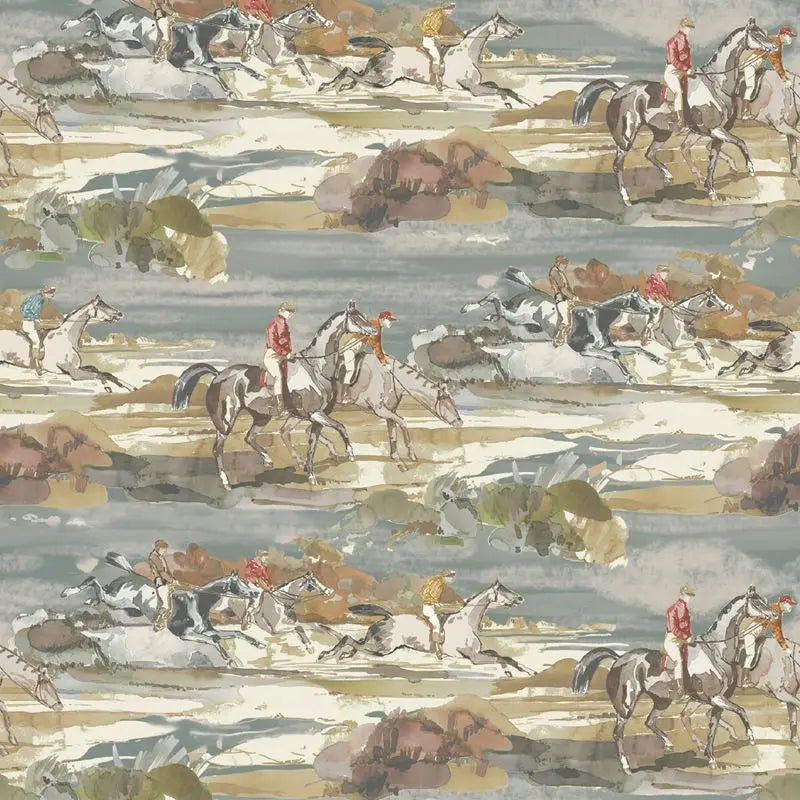 Mulberry Wallpaper FG097.H57 Morning Gallop Blue/Sand