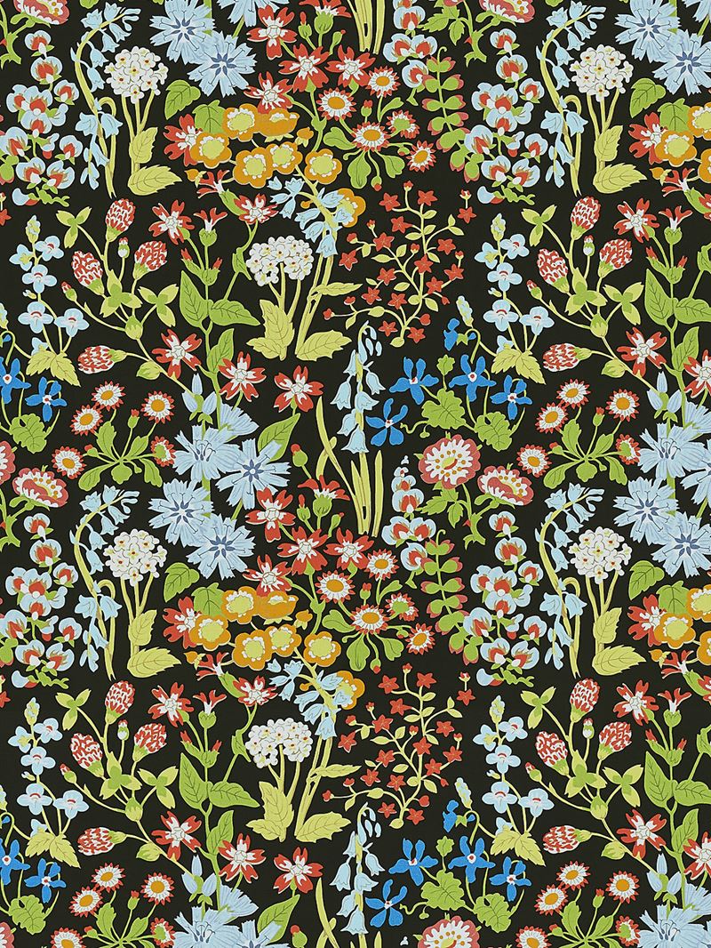 Scalamandre Fabric GW 000316630 Nymph Floral Black Multi