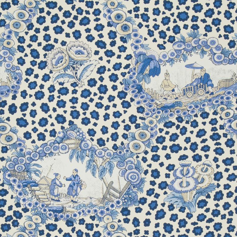 Brunschwig & Fils Wallpaper P8019106.5 Chinese Leopard Toile Porcelain