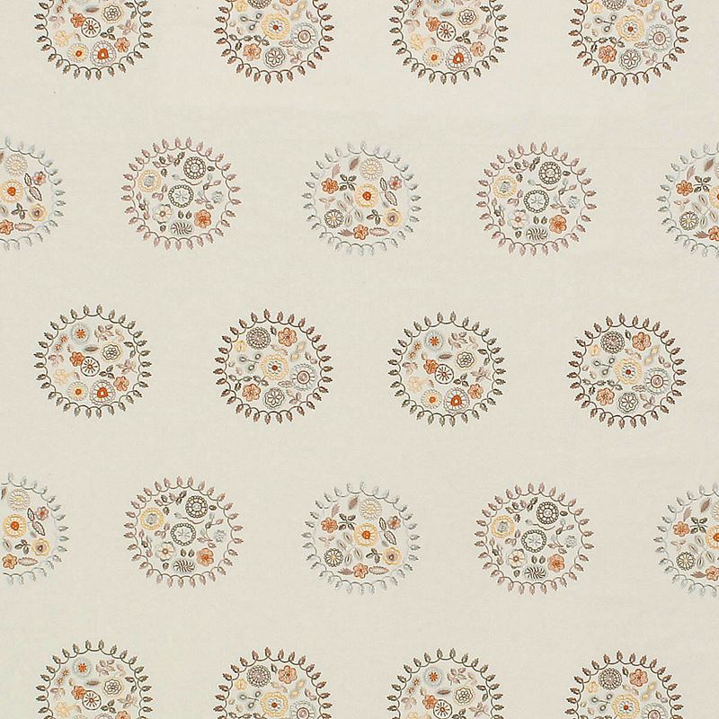 Scalamandre Fabric PQ 00029956 Jessie Embroidery Grey/Multi