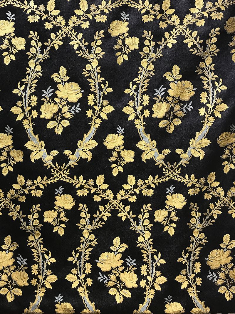 Scalamandre Fabric SB 00017801 Lampas Torcello Gold On Black