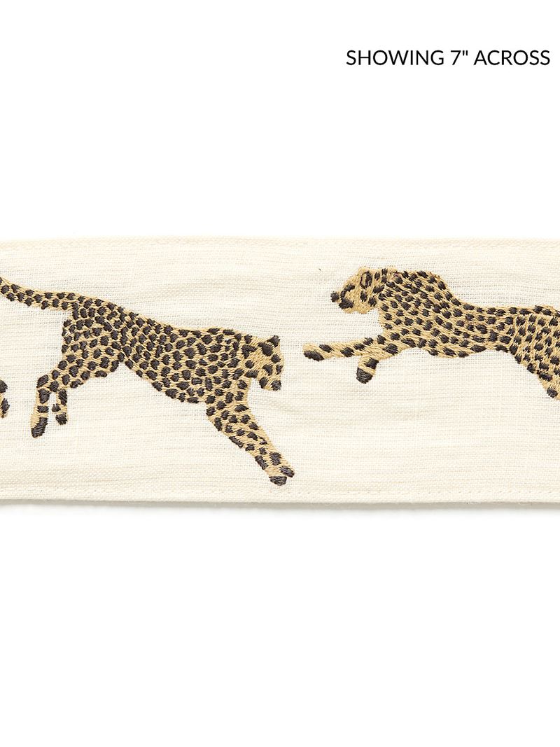 Scalamandre Fabric SC 0001T3331 Leaping Cheetah Embrdry Tape Dune