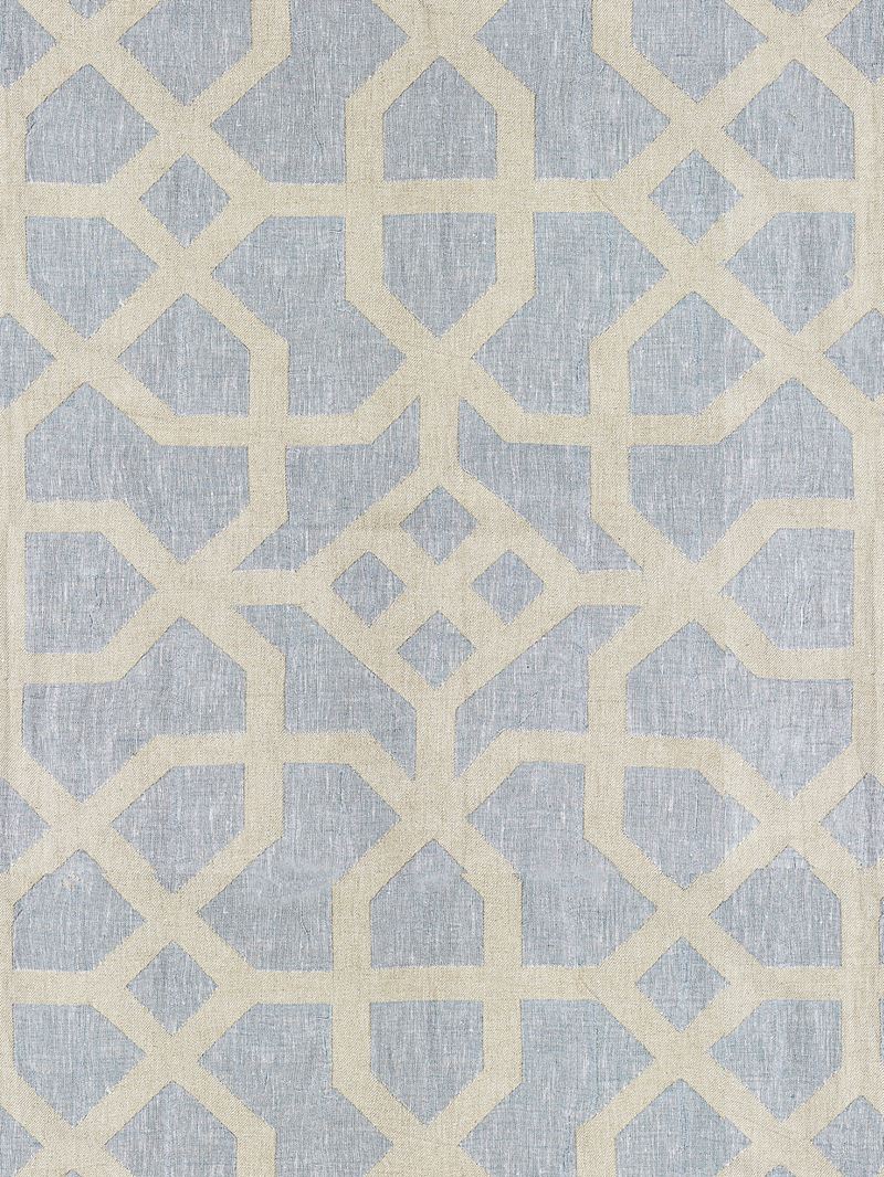 Scalamandre Fabric SC 000427149 Linen Lattice Bluestone & Fog