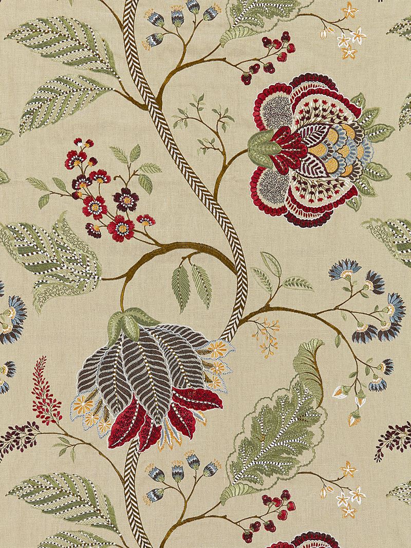 Scalamandre Fabric SC 000427175 Palampore Embroidery Cinnamon