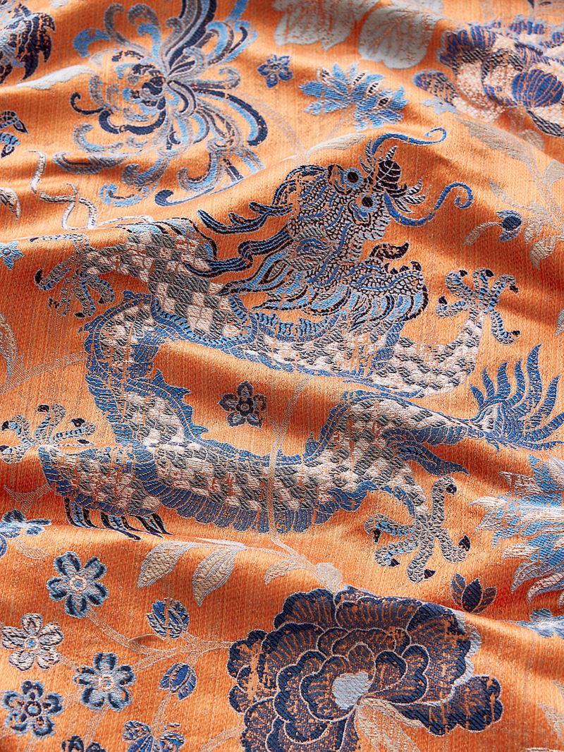 Scalamandre Fabric SC 000427327 Dragon Tableau Persimmon Blue