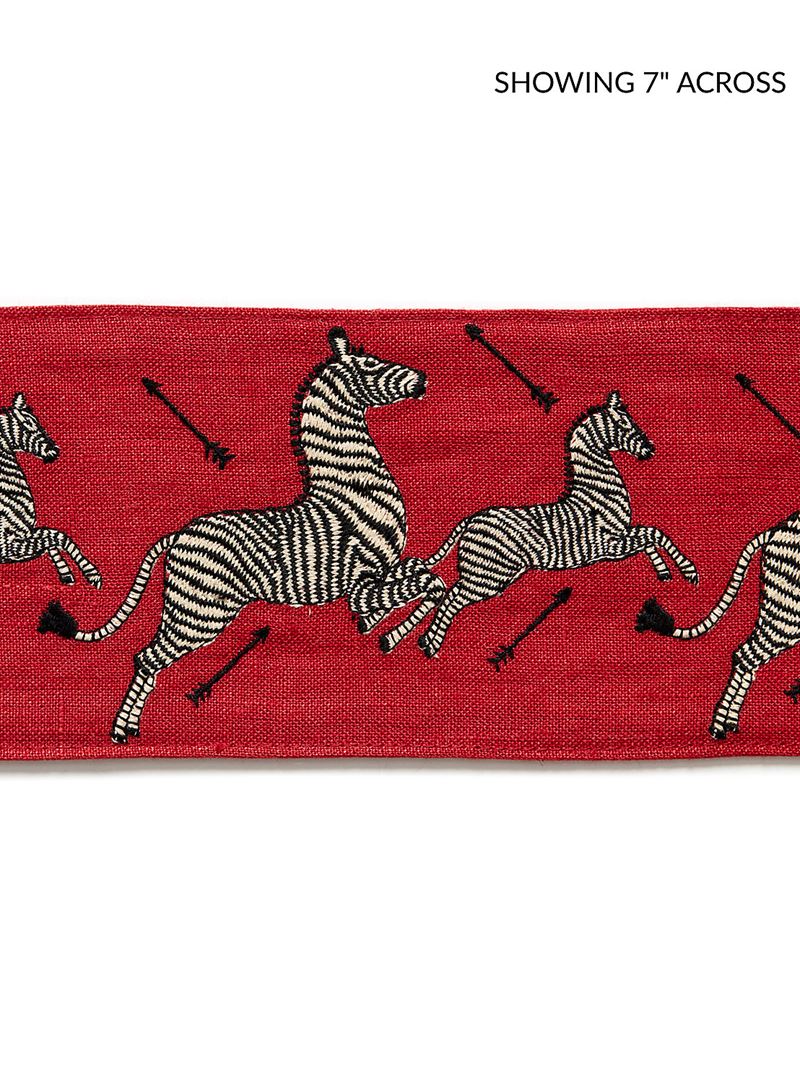 Scalamandre Fabric SC 0004T3332 Zebras Embroidered Tape Masai Red