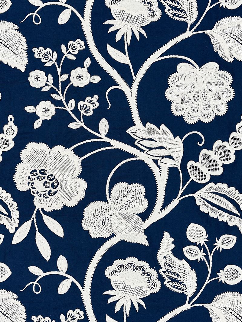 Scalamandre Fabric SC 000527151 Kensington Embroidery Navy